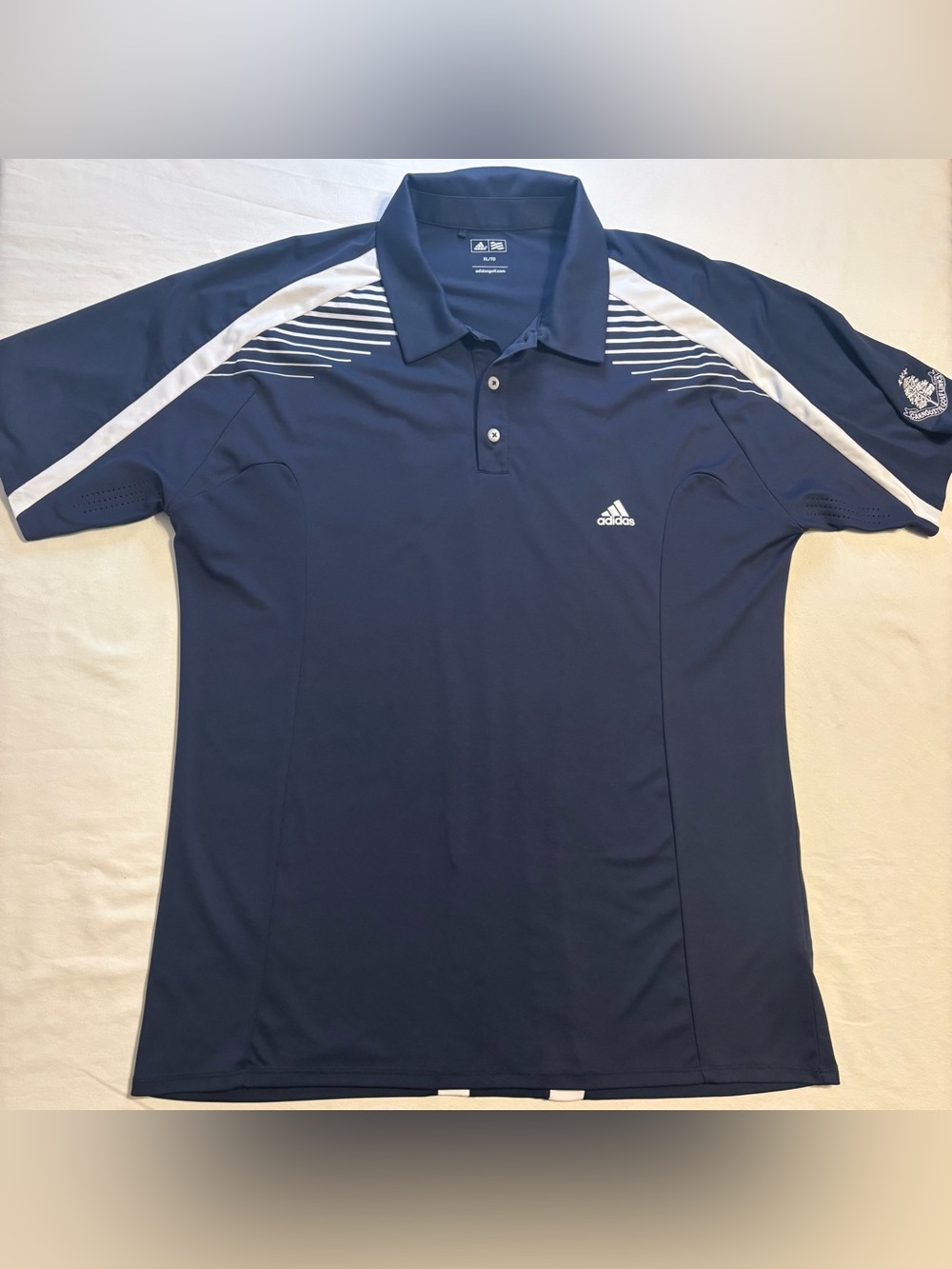 Adidas Golf Performance Shirt Featuring Official Crest of Carnoustie Golf Links
